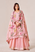 IOLY Floral Printed Gotta Patti Kurta With Sharara & Dupatta