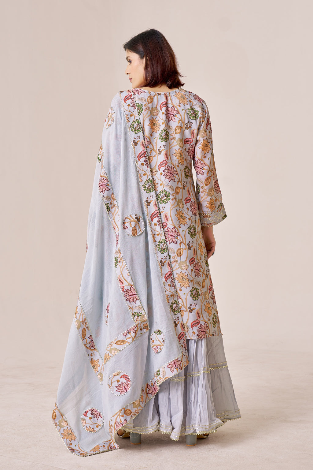 IOLY Floral Printed Kurta With Sharara & Dupatta