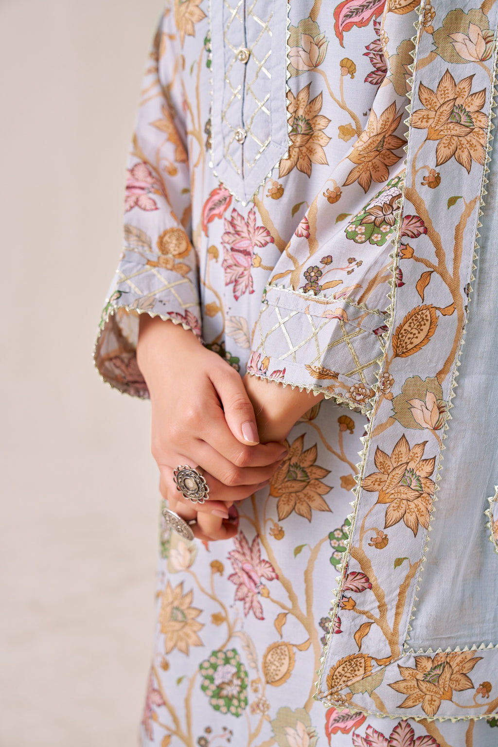 IOLY Floral Printed Kurta With Sharara & Dupatta