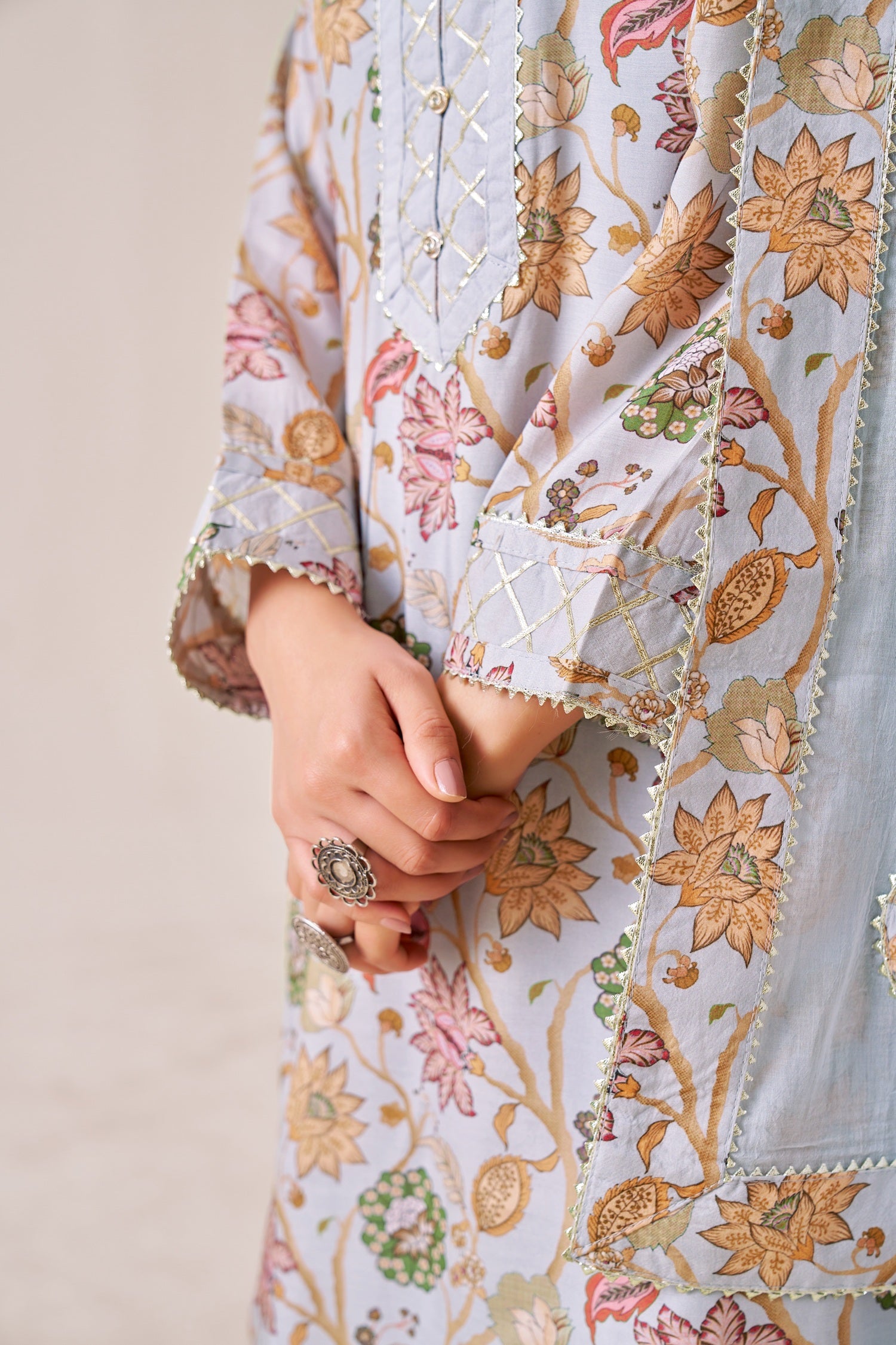 IOLY Floral Printed Kurta With Sharara & Dupatta
